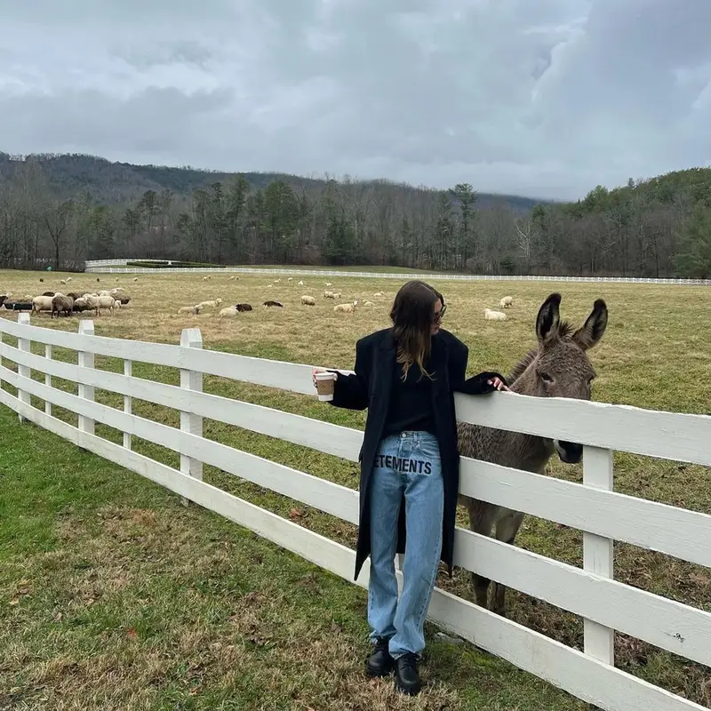 Hailey Bieber outfit in ÉTERNE, Vetements, and Saint Laurent, 2022