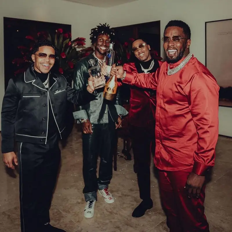 Saint JHN outfit in Bottega Veneta, Chanel, and Pharrell Williams, 2022