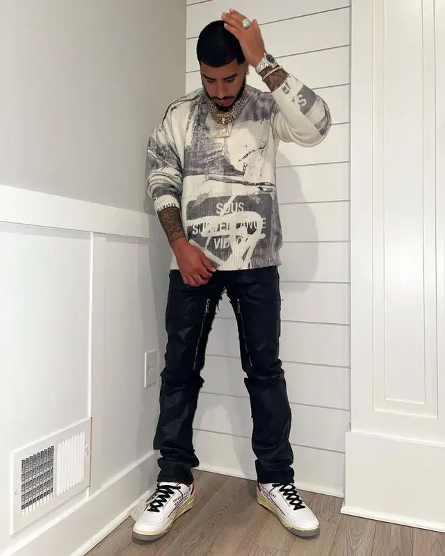 CJ outfit in Off-White, Givenchy, and Nike, 2022
