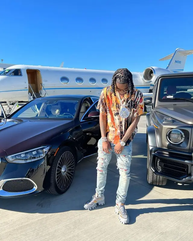 Polo G outfit in Amiri and Prada, 2022