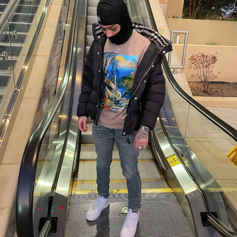 Lil Skies outfit in Burberry, Nike, and Gnarcotic, 2022