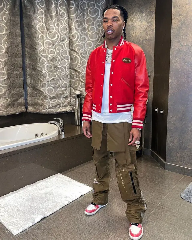 Lil Baby outfit in Gucci, Rick Owens, and Who Decides War, 2022