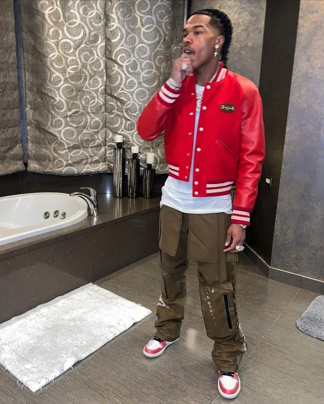 Lil Baby outfit in Gucci, Rick Owens, and Who Decides War, 2022