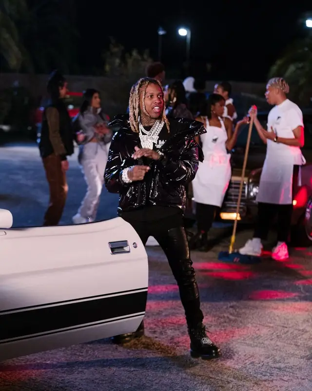Lil Durk outfit in Amiri and Louis Vuitton, 2022