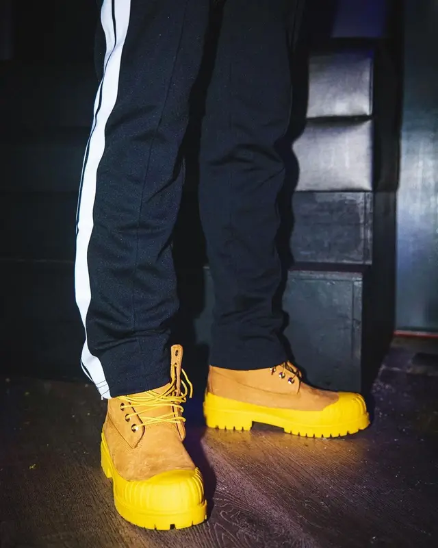 Fabolous outfit in Timberland, Palm Angels, and Bee Line, 2022