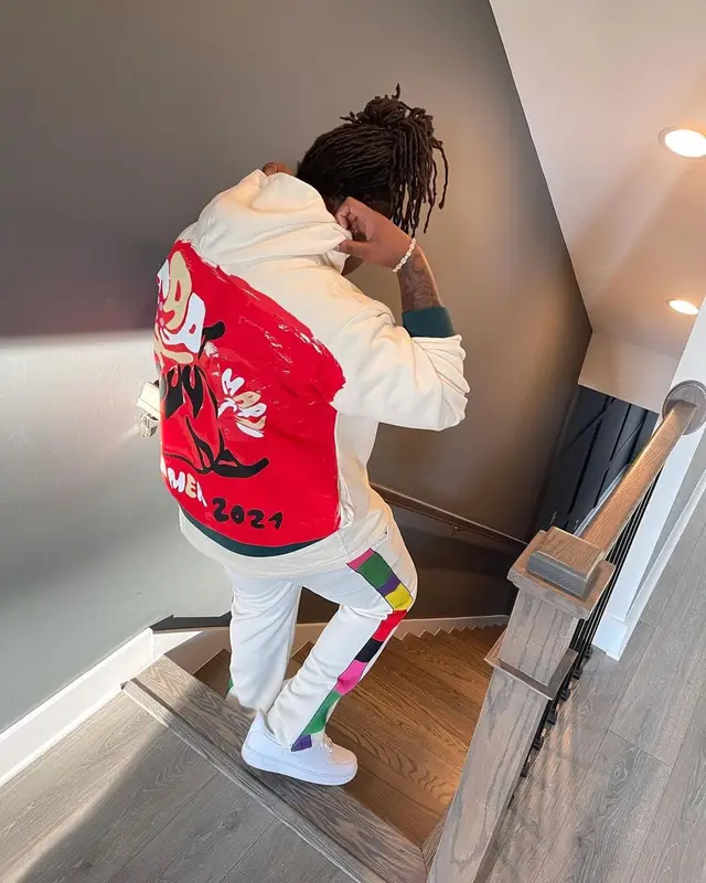 Tay Keith outfit in Marni, Palm Angels, and Missoni, 2021