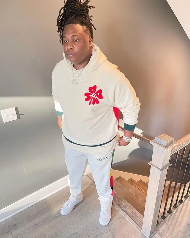 Tay Keith outfit in Marni, Palm Angels, and Missoni, 2021