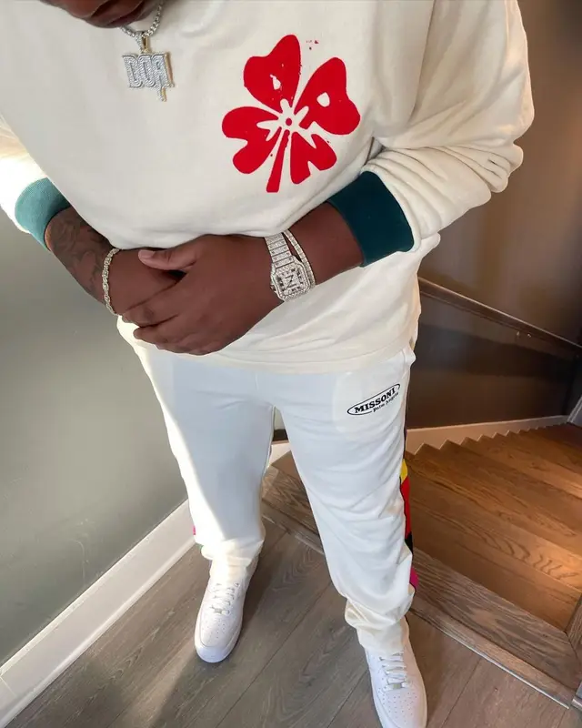 Tay Keith outfit in Marni, Palm Angels, and Missoni, 2021