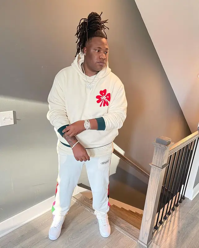 Tay Keith outfit in Marni, Palm Angels, and Missoni, 2021