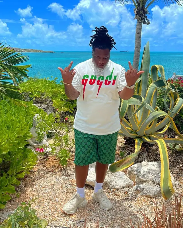 Tay Keith outfit in Gucci, 2021