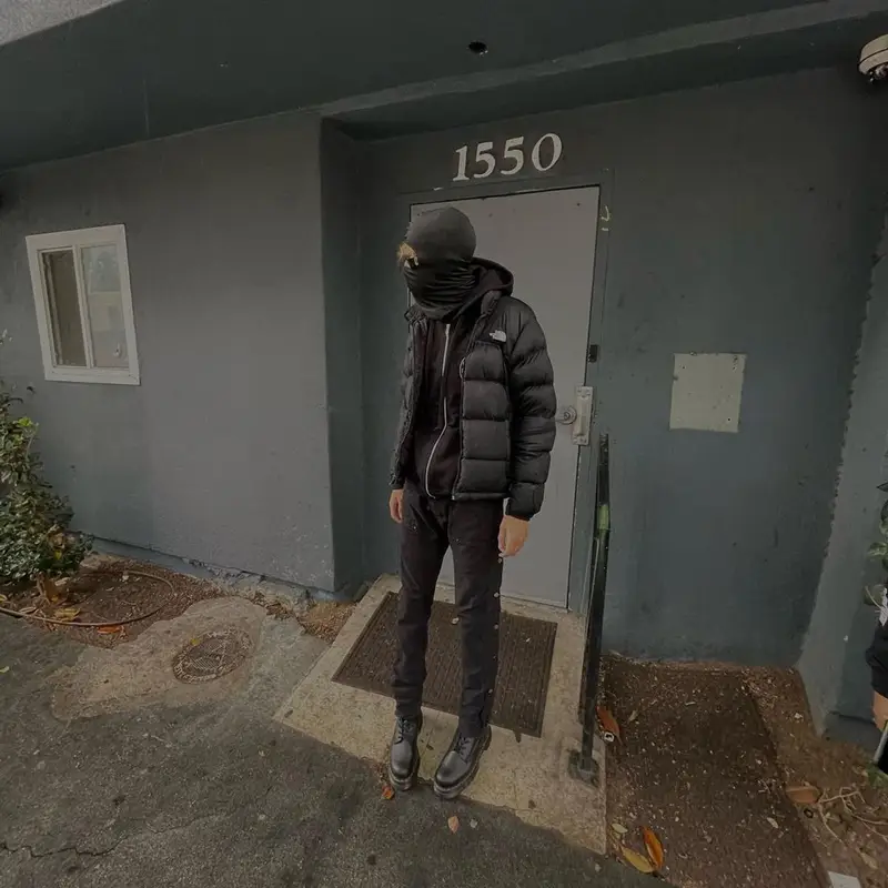 Slump6s outfit in The North Face, Chrome Hearts, and Rick Owens, 2021