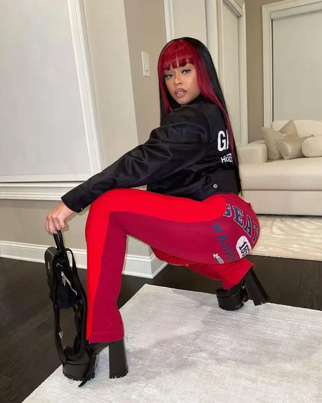 Latto outfit in Gallery Dept., Alexander Wang, and Chrome Hearts, 2022