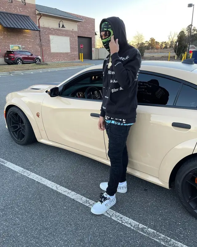 Mikey outfit in Valabasas, Vlone, and Never Broke Again, 2022
