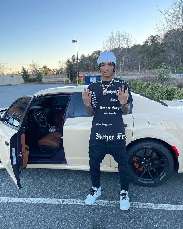 Mikey outfit in Valabasas, Vlone, and Never Broke Again, 2022