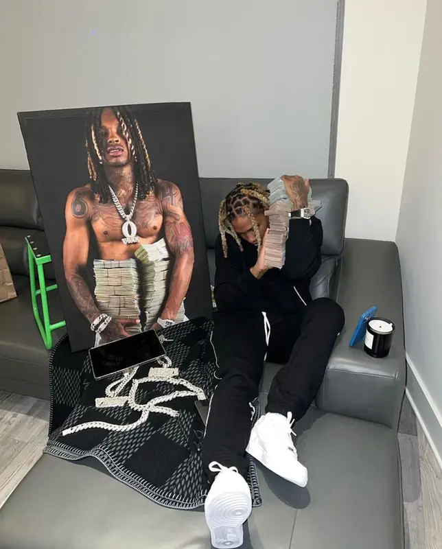 Lil Durk outfit in Amiri and Nike, 2022
