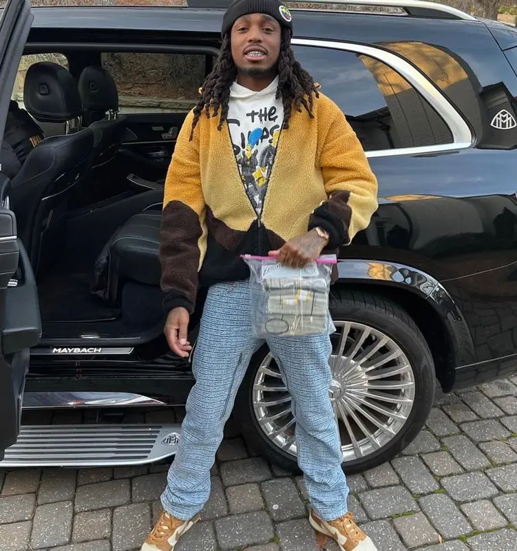 Quavo outfit in Balenciaga, Givenchy, and Nike, 2022