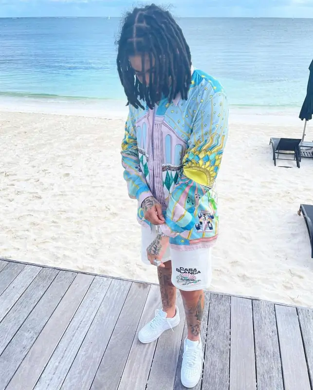 Young M.A outfit in Casablanca and Nike, 2022