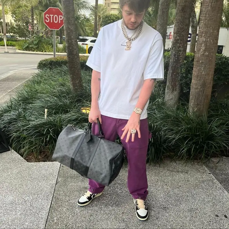 Murda Beatz outfit in Acne Studios, Nike, and Louis Vuitton, 2022