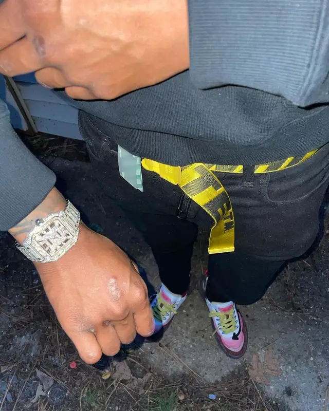 Big Scarr outfit in Off-White and Outrank, 2021