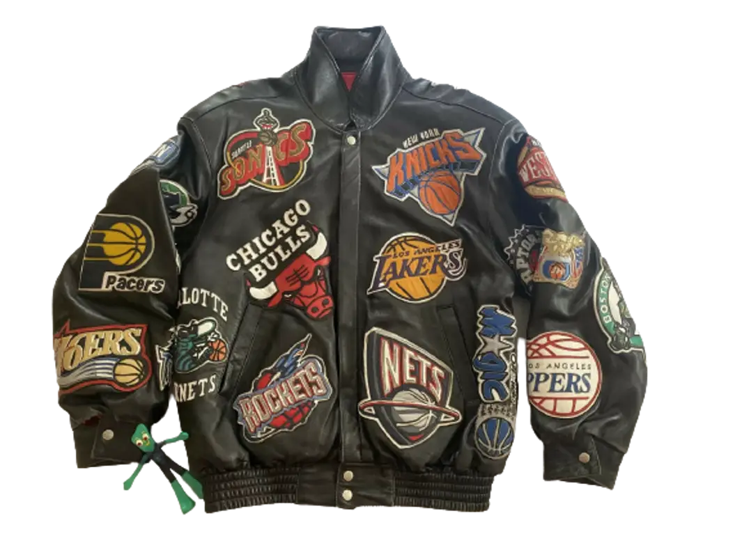 Jeff Hamilton Nba Team Logo Patches Leather Jacket - Fortune Jackets