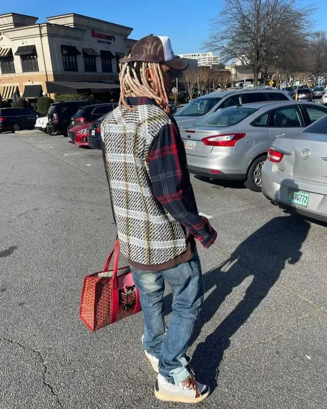 Lil Gnar outfit in Gnarcotic, Travis Scott Merch, and Booty Hunter, 2022