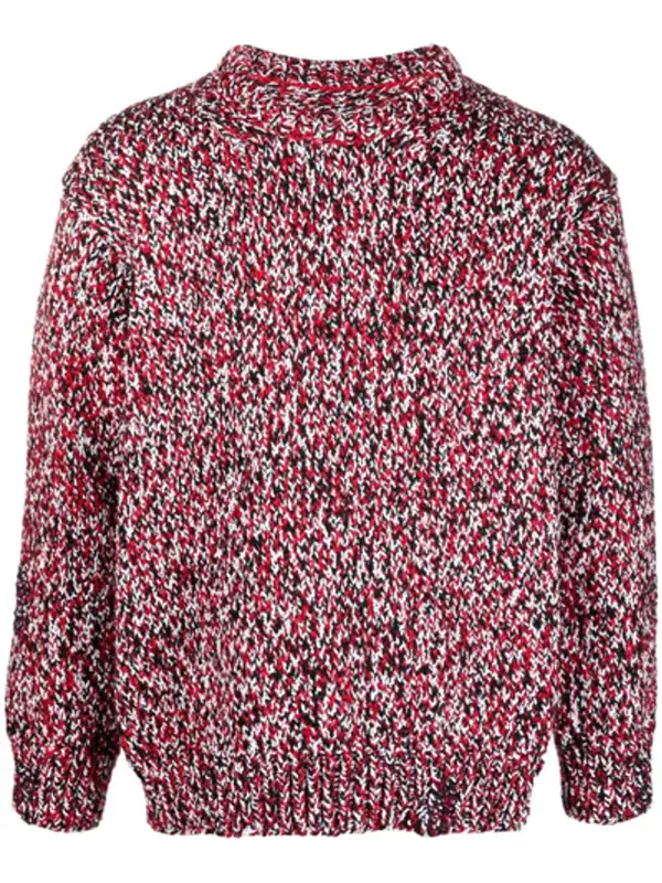 Maison Margiela Melange-Effect Crewneck Red Sweater $1640