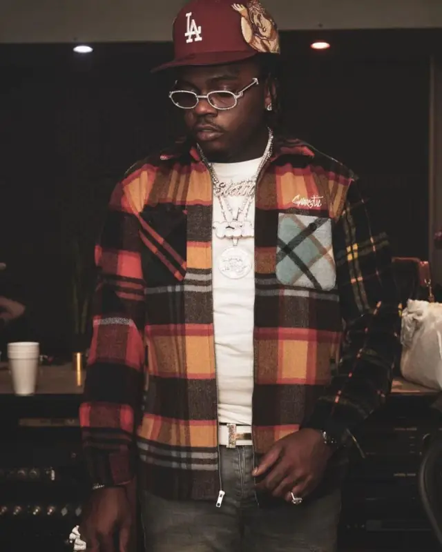 Gunna outfit in Gnarcotic, Hermes, and Jon Stan, 2021