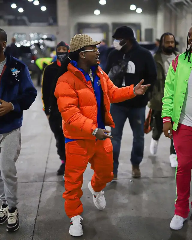 Jacquees outfit in Gucci and The North Face, 2022