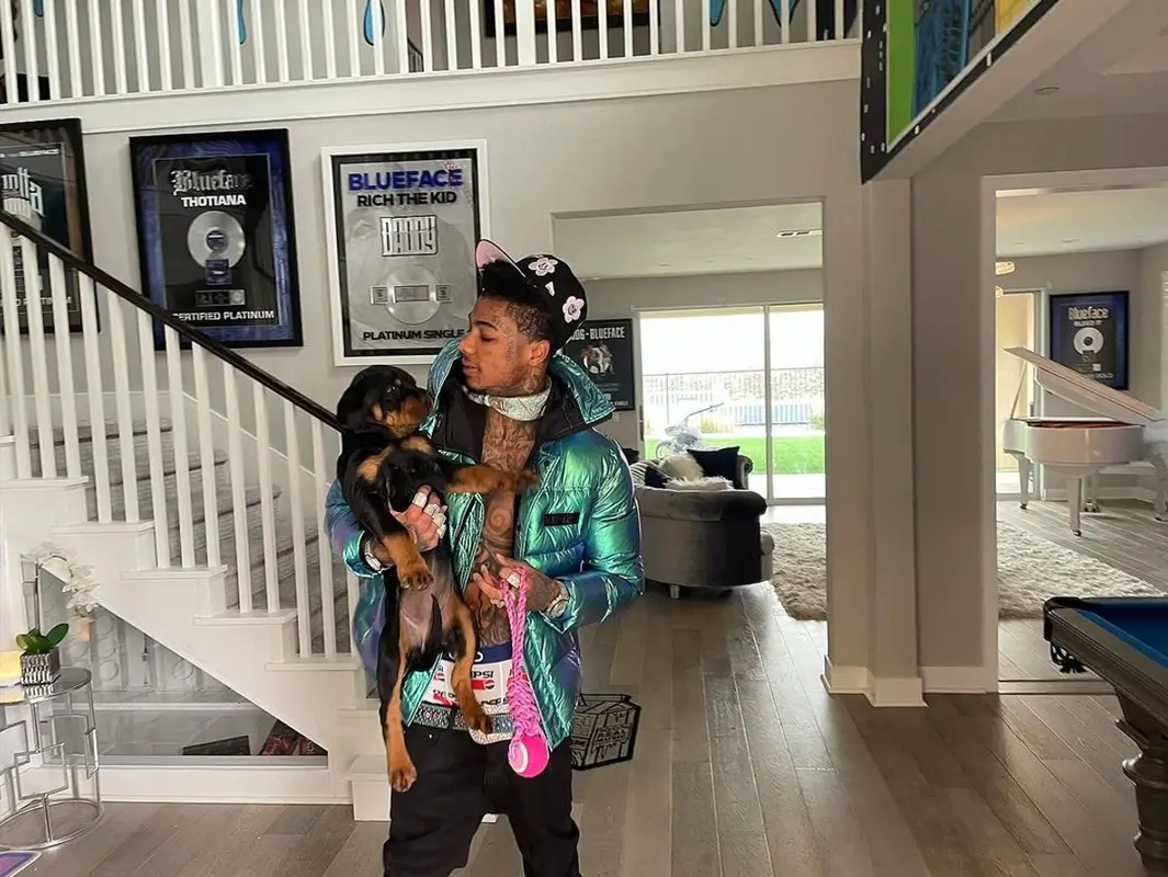 Blueface outfit in Kenzo, B.B. Simon, and Odd Sox, 2022