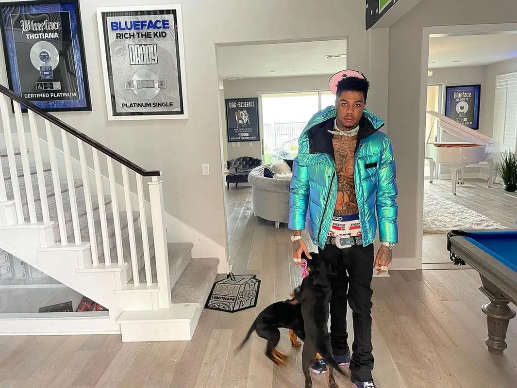 Blueface outfit in Kenzo, B.B. Simon, and Odd Sox, 2022
