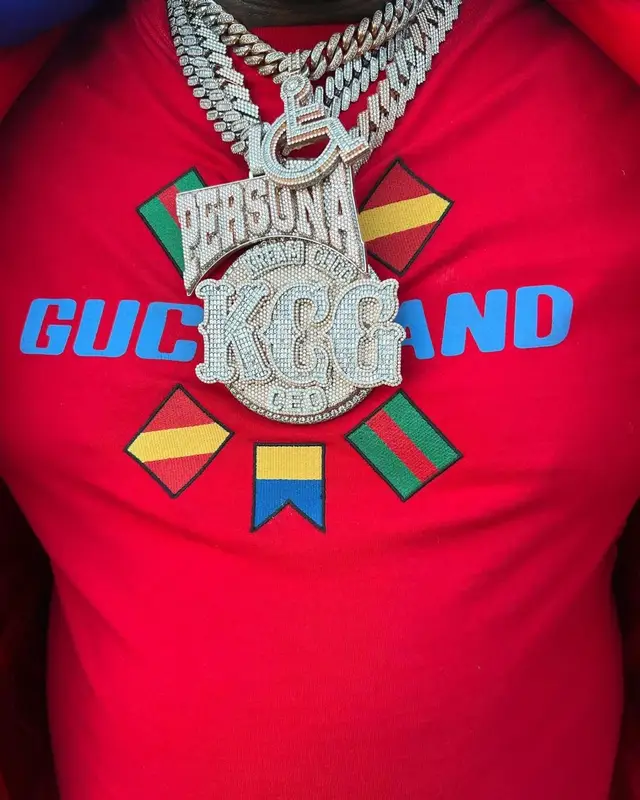 Maxo Kream outfit in Gucci, New Era, and The North Face, 2022