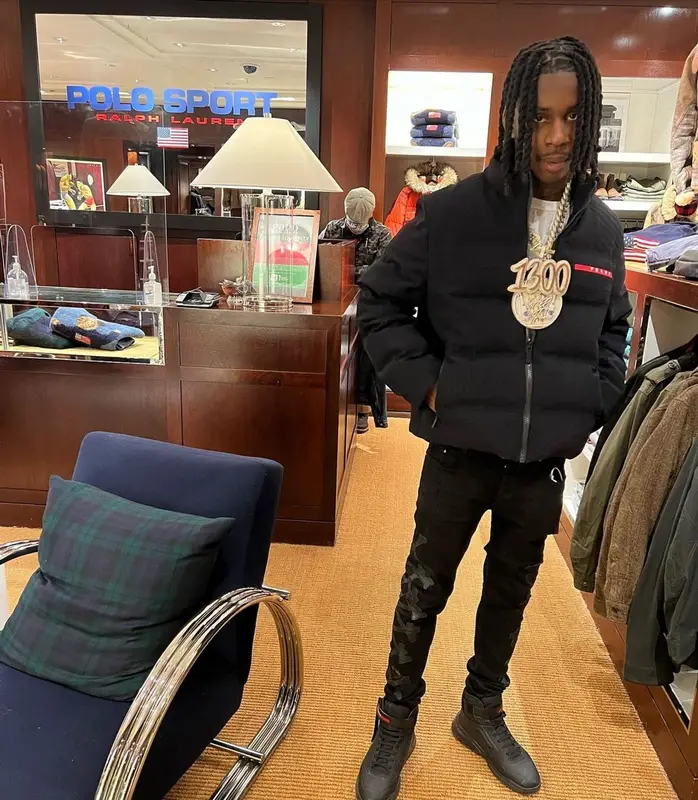 Polo G outfit in Prada and Amiri, 2022