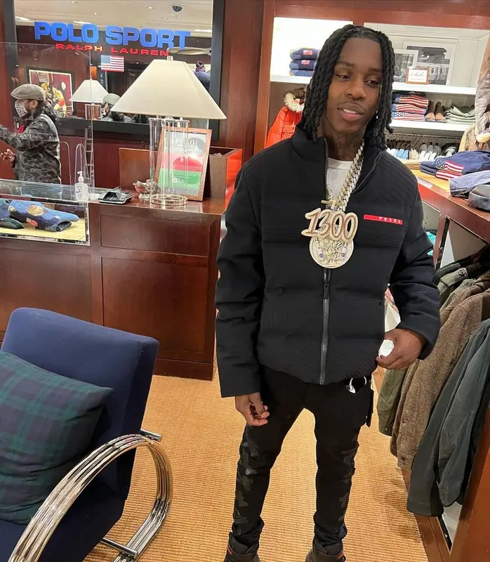 Polo G outfit in Prada and Amiri, 2022
