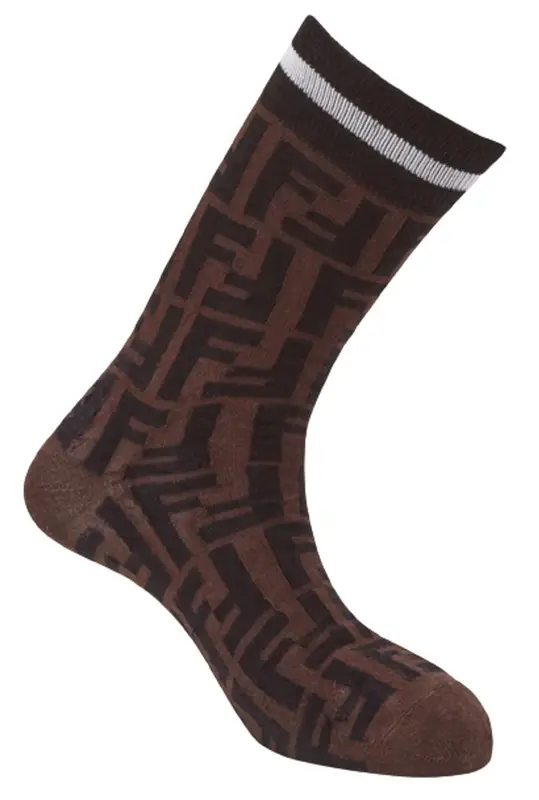 Fendi Brown Stretch Cotton Socks $160