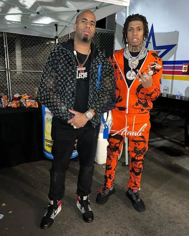 NLE Choppa outfit in Asaali and Off-White, 2022