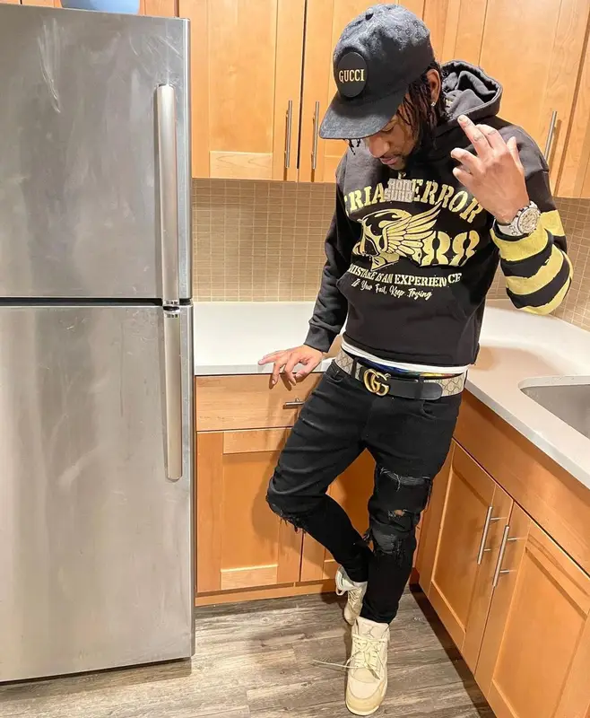 Ron Suno outfit in Amiri, Jordan, and Gucci, 2022