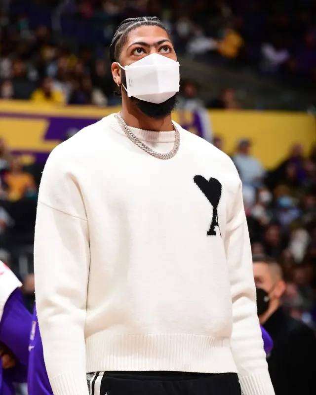 Anthony Davis outfit in Ami Alexandre Mattiussi, Gucci, and Henry Mask, 2022