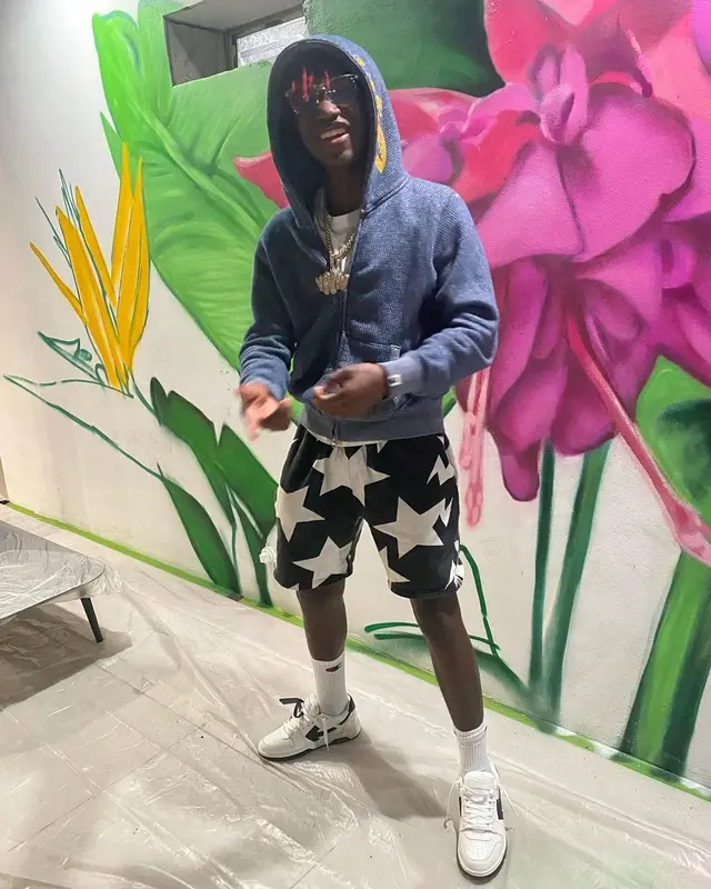 YNW BSlime outfit in Bape, Off-White, and Champion, 2022