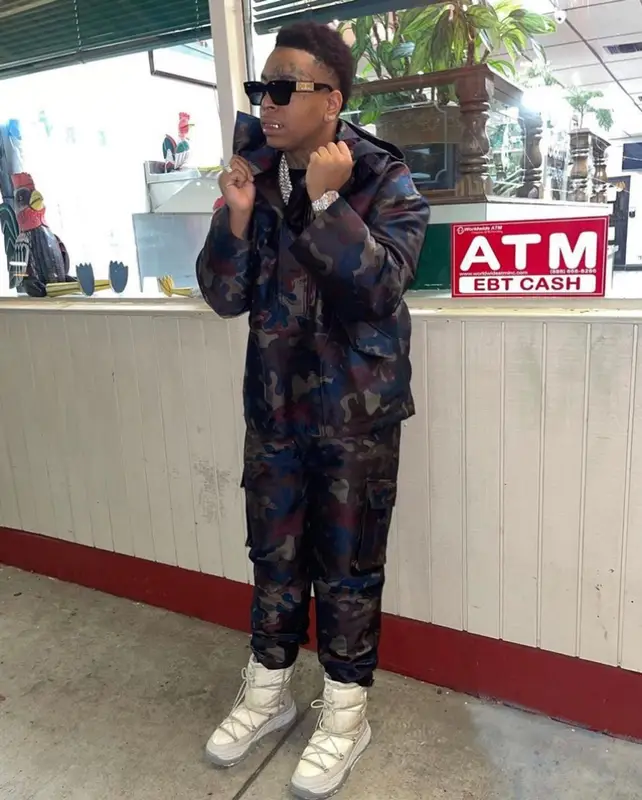 Lil Gotit outfit in Peter Doig and Dior, 2022