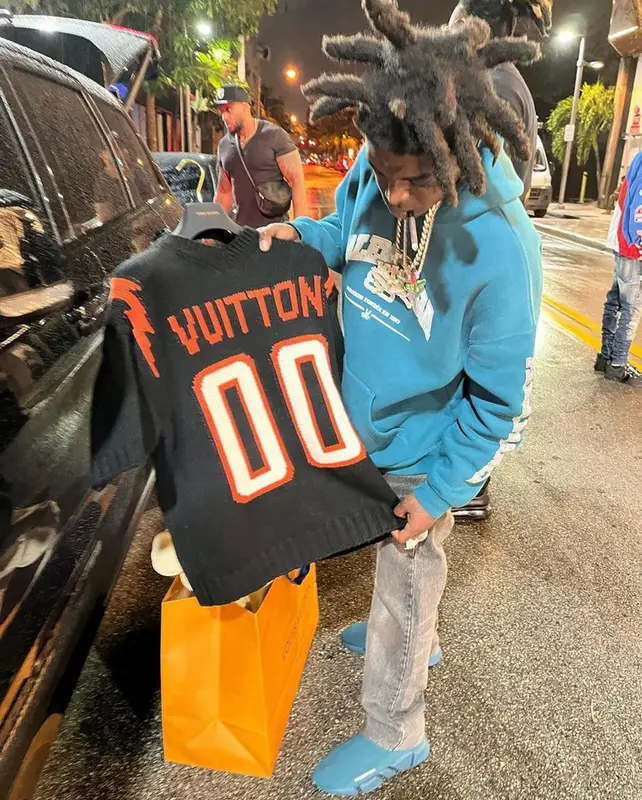 Kodak Black outfit in Louis Vuitton and Balenciaga, 2022
