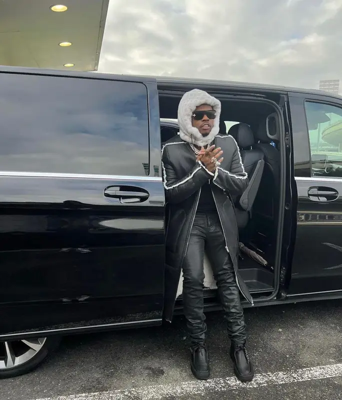 Gunna outfit in Rick Owens, Purple Brand, and Louis Vuitton, 2022