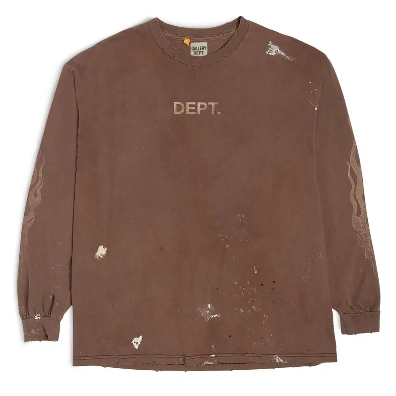 Gallery Dept. Dept Flames Brown Long Sleeve T-Shirt | WHAT'S ON