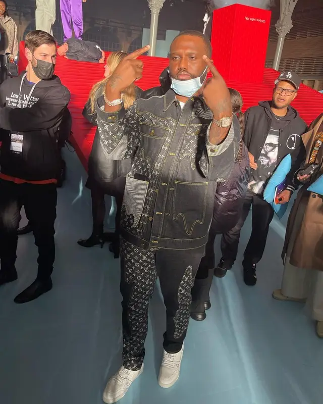 Headie One outfit in Louis Vuitton, 2022