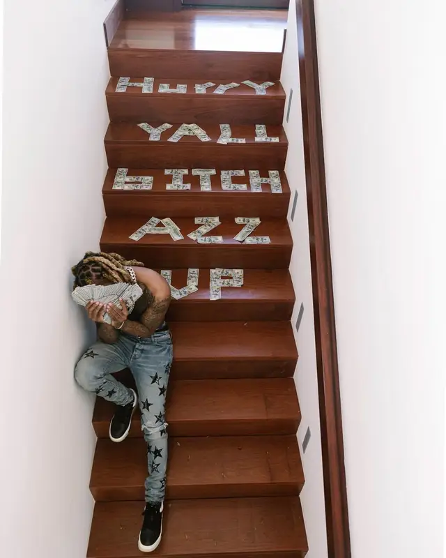 Lil Durk outfit in Amiri and Calvin Klein, 2022