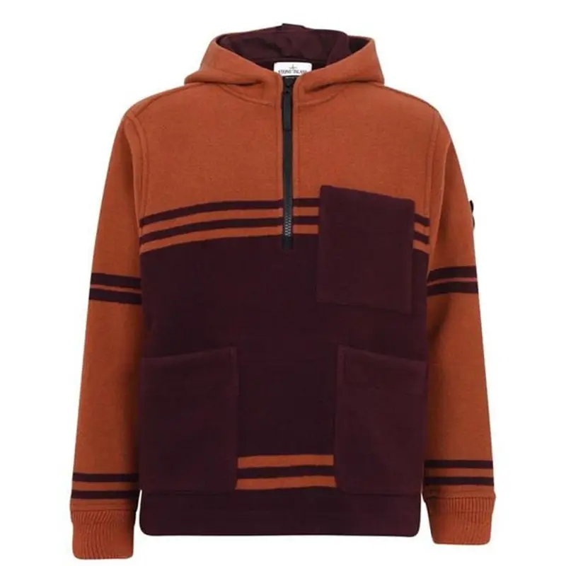 Stone Island Popover Zip Burgundy Hooded Jacket $1350