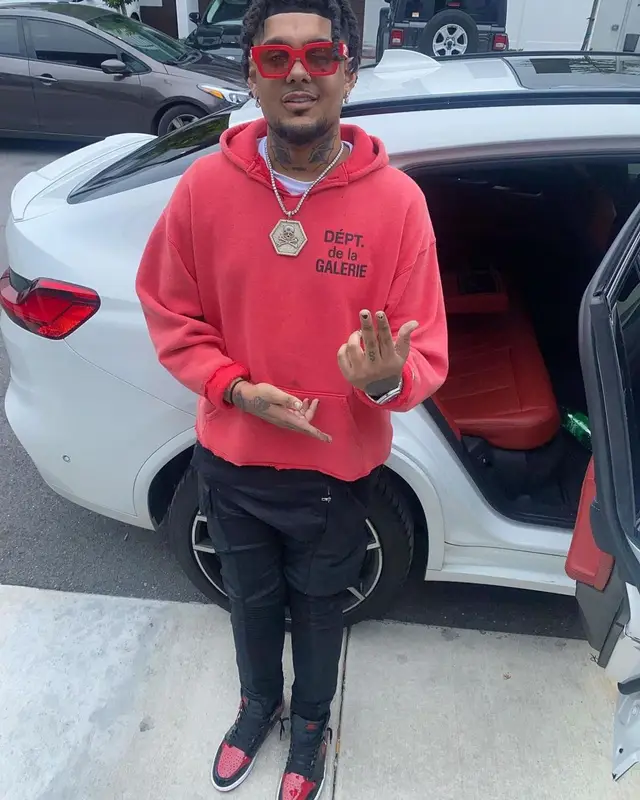 Smokepurpp outfit in Gallery Dept., Rick Owens, and Off-White, 2022