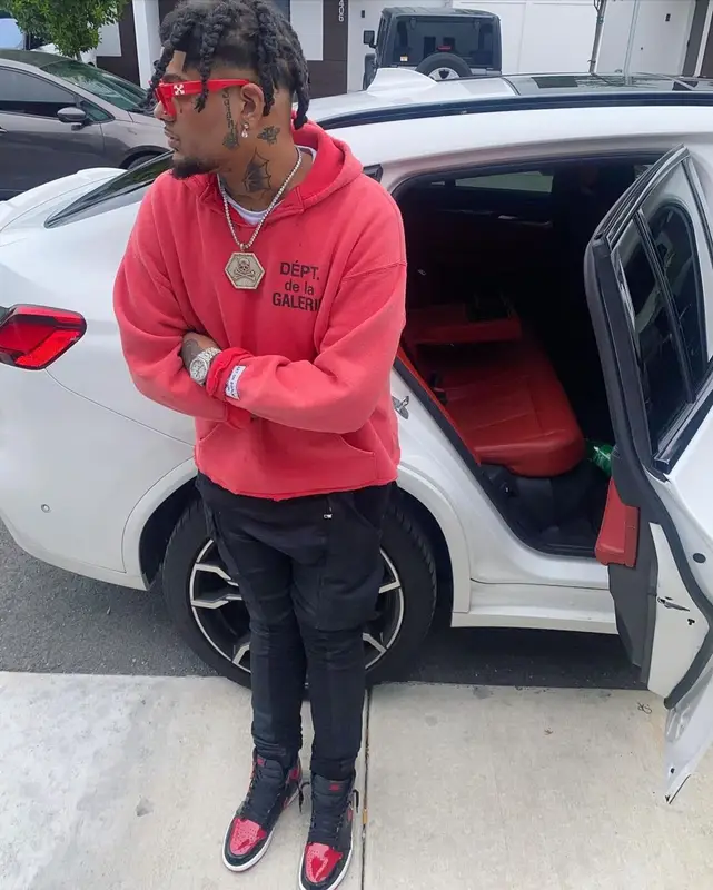 Smokepurpp outfit in Gallery Dept., Rick Owens, and Off-White, 2022