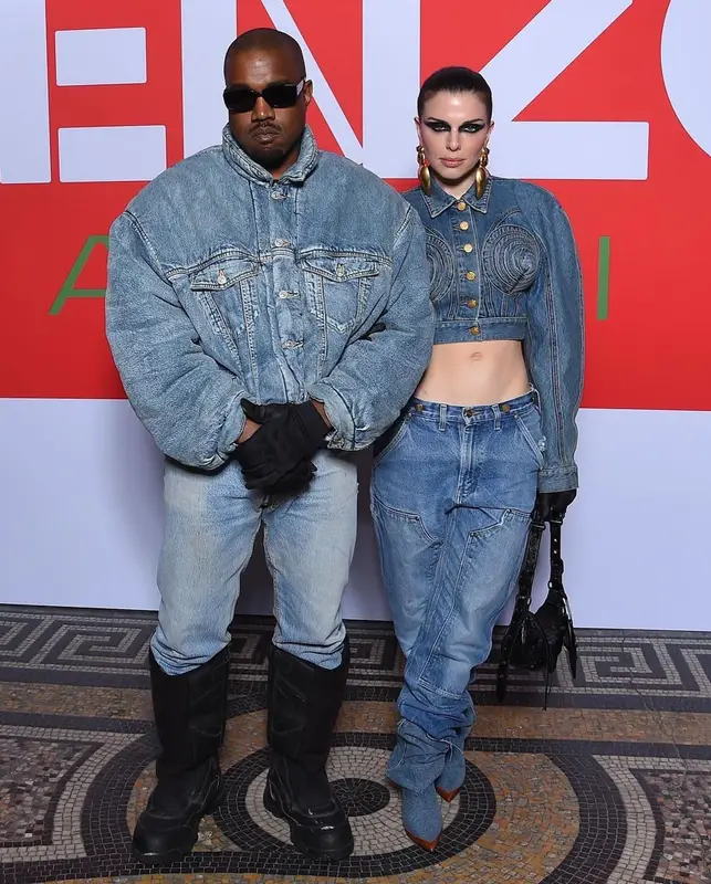 Kanye West outfit in Balenciaga, Levi’s, and Gentle Monster, 2022