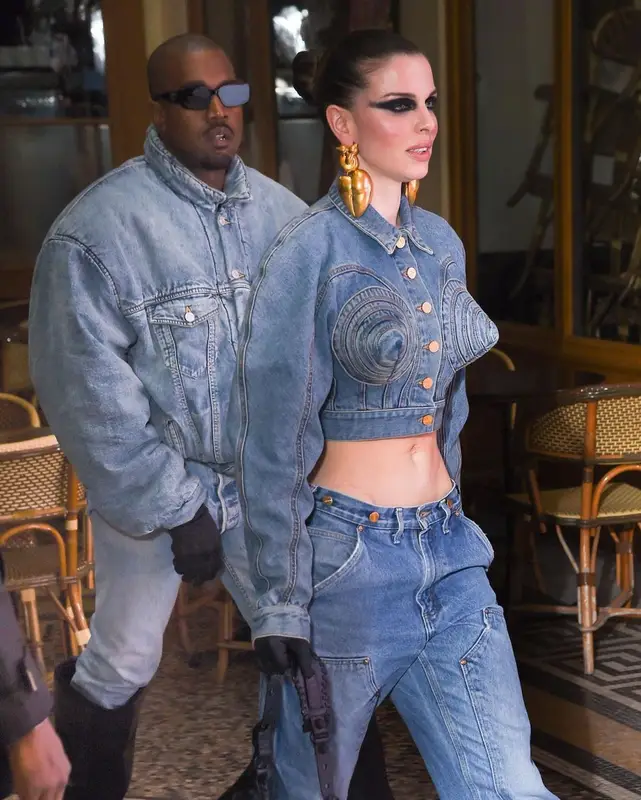 Kanye West outfit in Balenciaga, Levi’s, and Gentle Monster, 2022