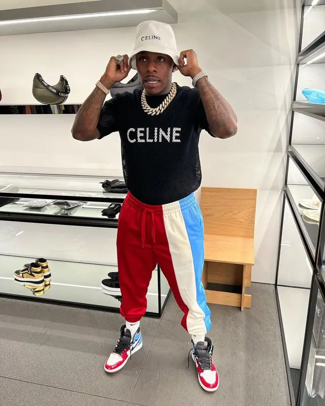 DaBaby outfit in Dolce & Gabbana, Nike, and Celine, 2022